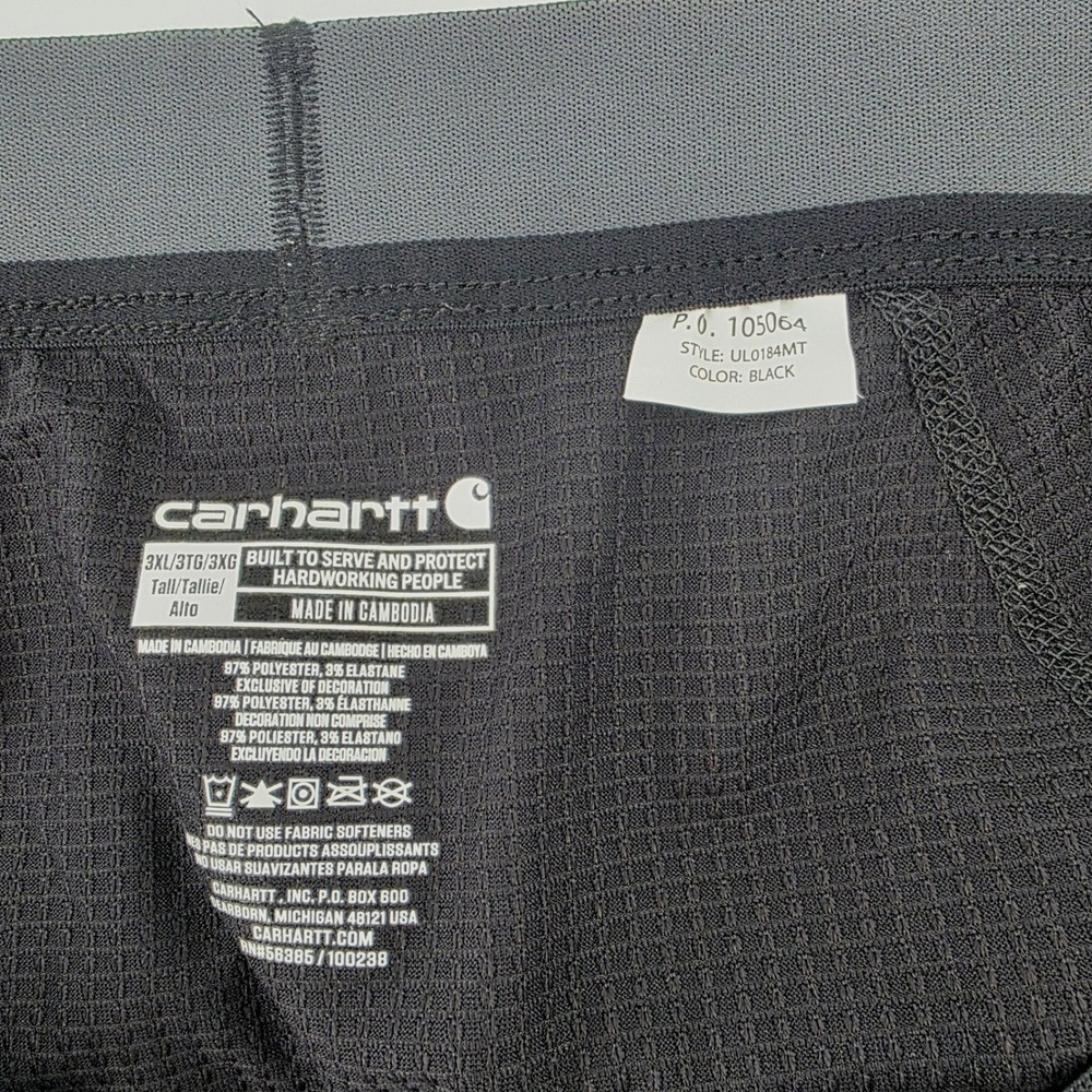 Carhartt Force Men 3XL Black Midweight Waffle Knit Base Layer Pants - Picture 6 of 6